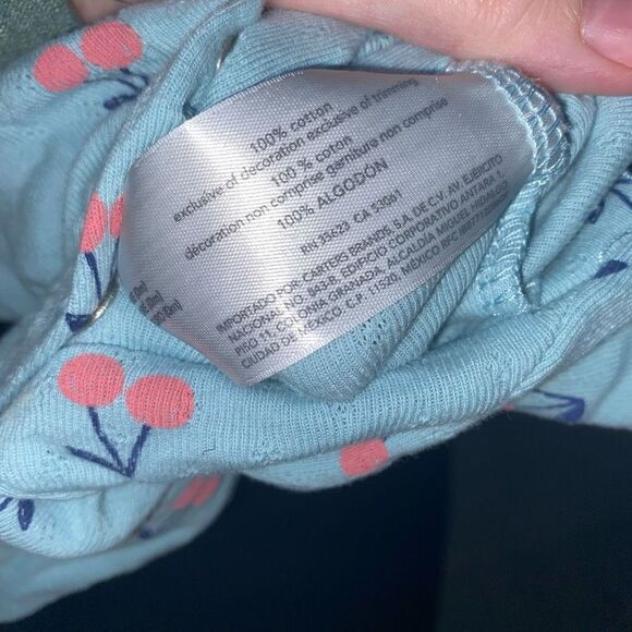 5 For $25 Carter's Blue and Pink Cherry Print Snap Up Footie Baby Preemie - Picture 4 of 5